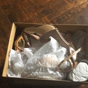 ASOS nude metallic block heels